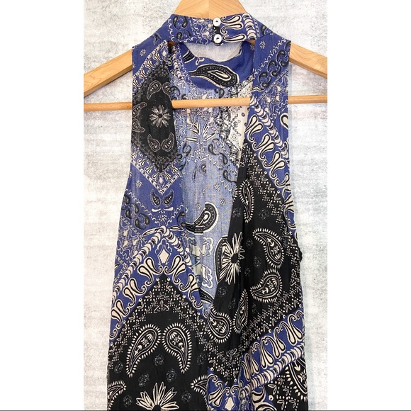 SALE Free People Slip Dress Blue Bandana Size XS - Picture 9 of 9